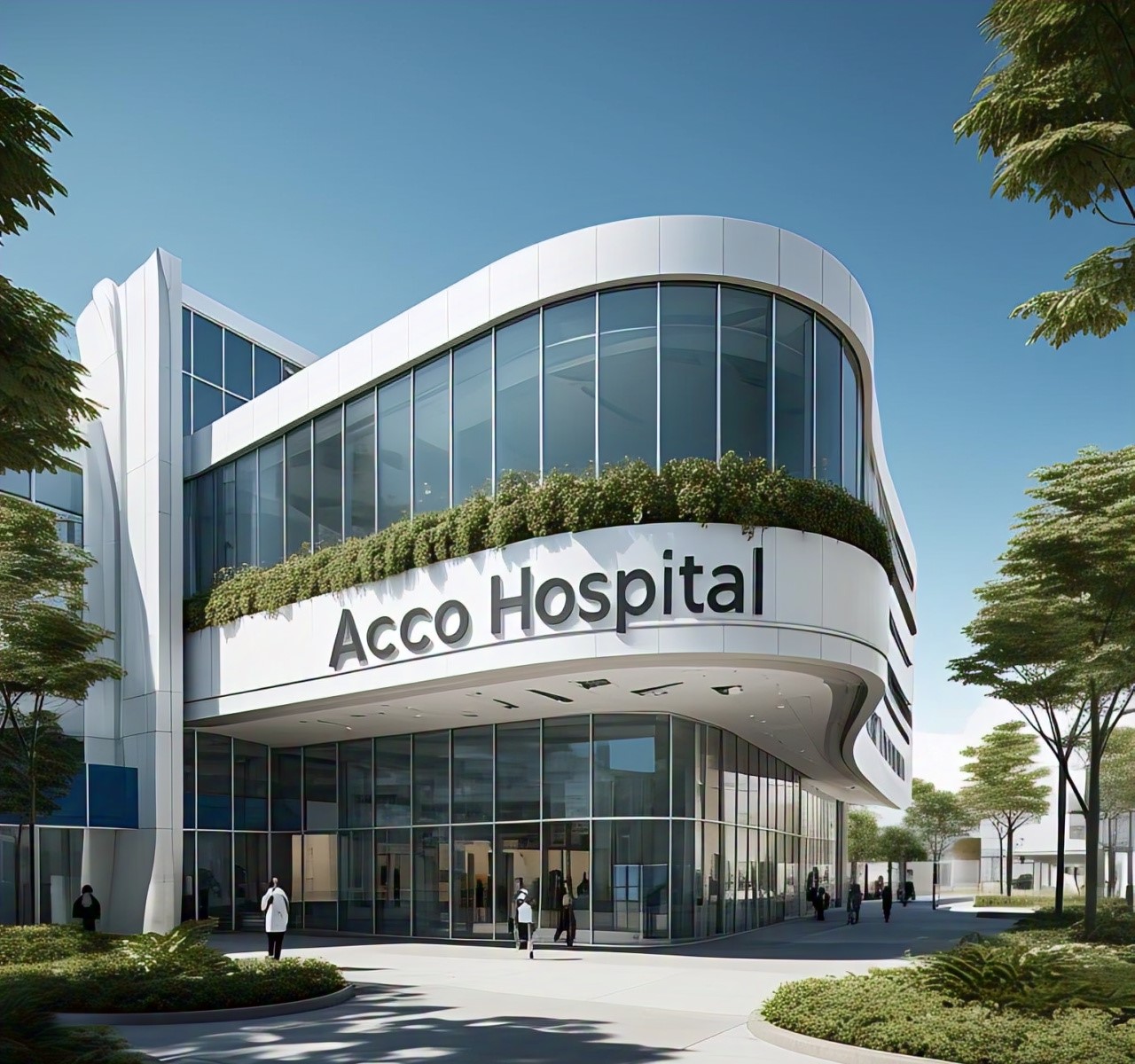 Modern rehabilitation hospital design in Pakistan with accessible, patient-centered architecture by ACCO Construction.