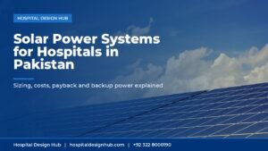solar system for hospital Pakistan - solar panels under blue sky